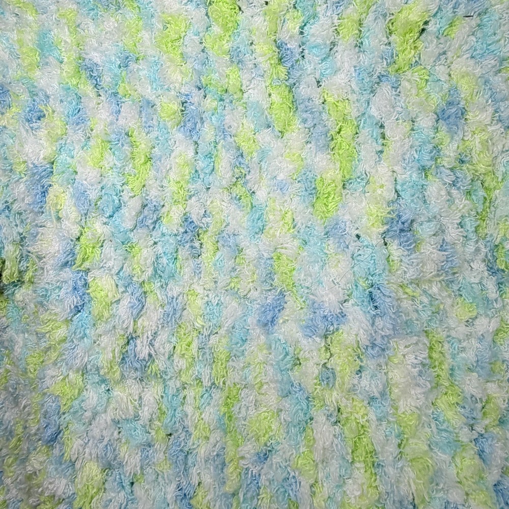 12 Month Baby‎ Handmade Crochet Loopy Blue/Green Cardigan - Picture 5 of 6